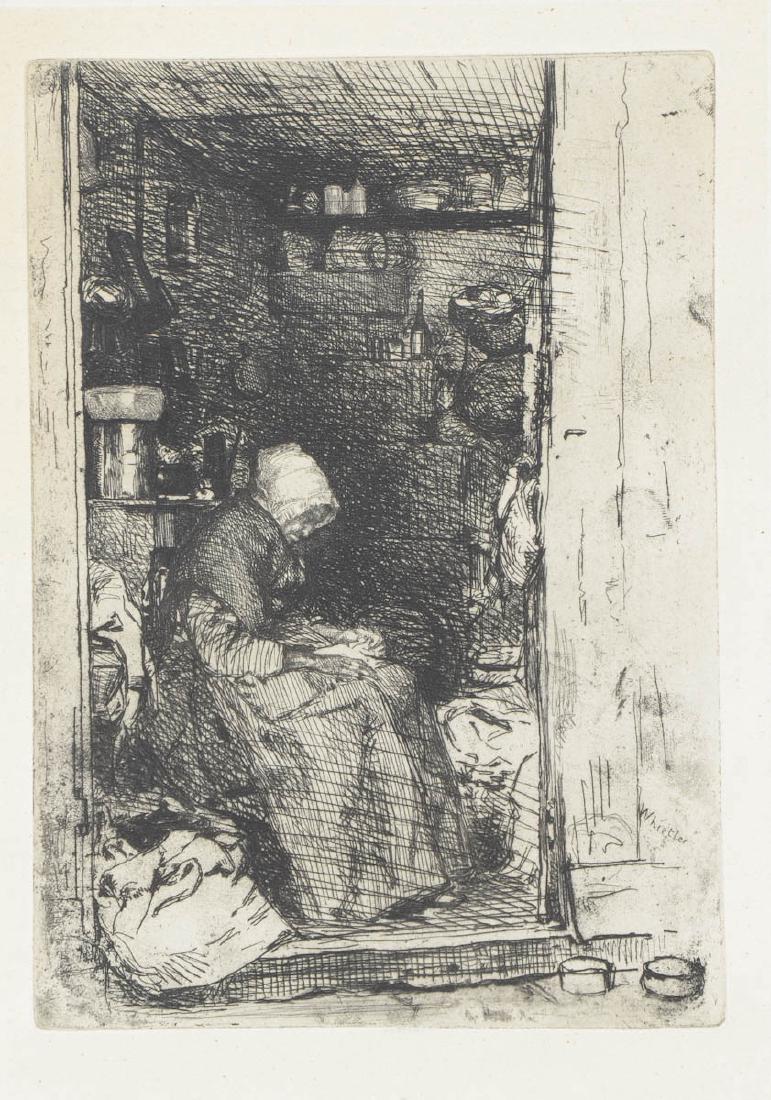James Whistler etching, "La Vielle Aux Loques" (1 of 4)