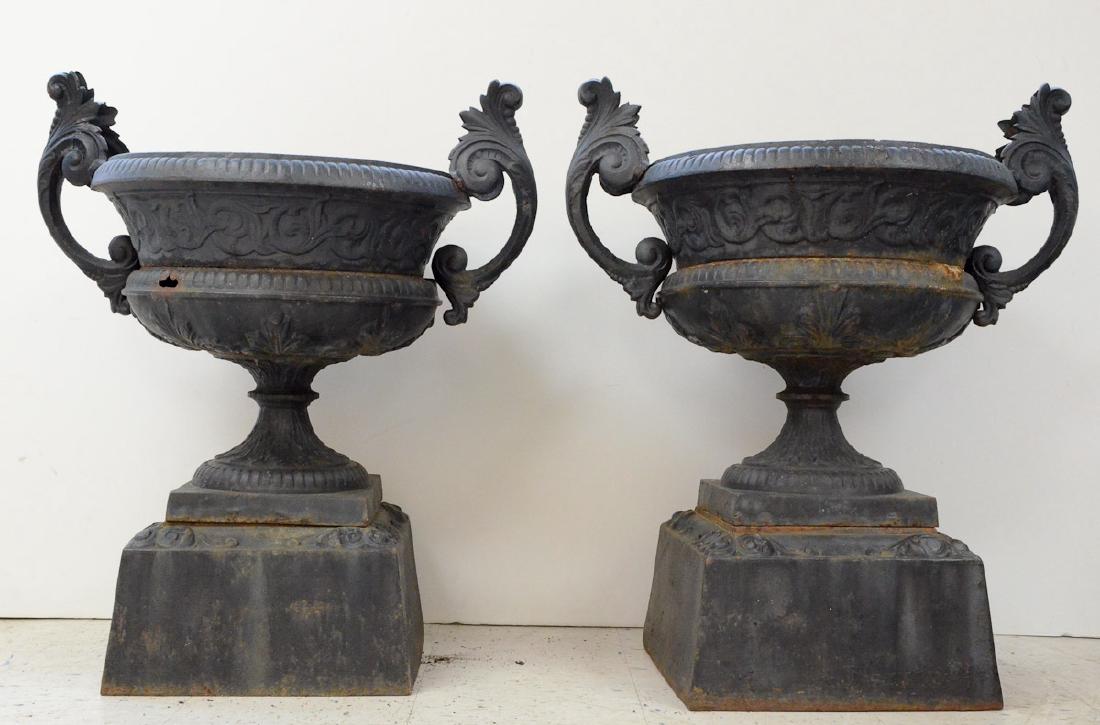 Pair of Cast Iron Garden Urns (1 of 4)