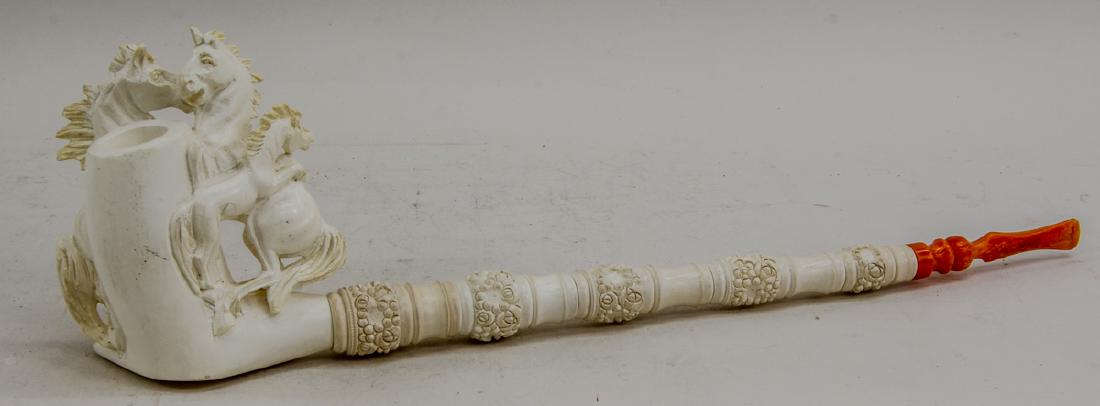 Vintage Carved Meerschaum Pipe w. Horses (1 of 3)