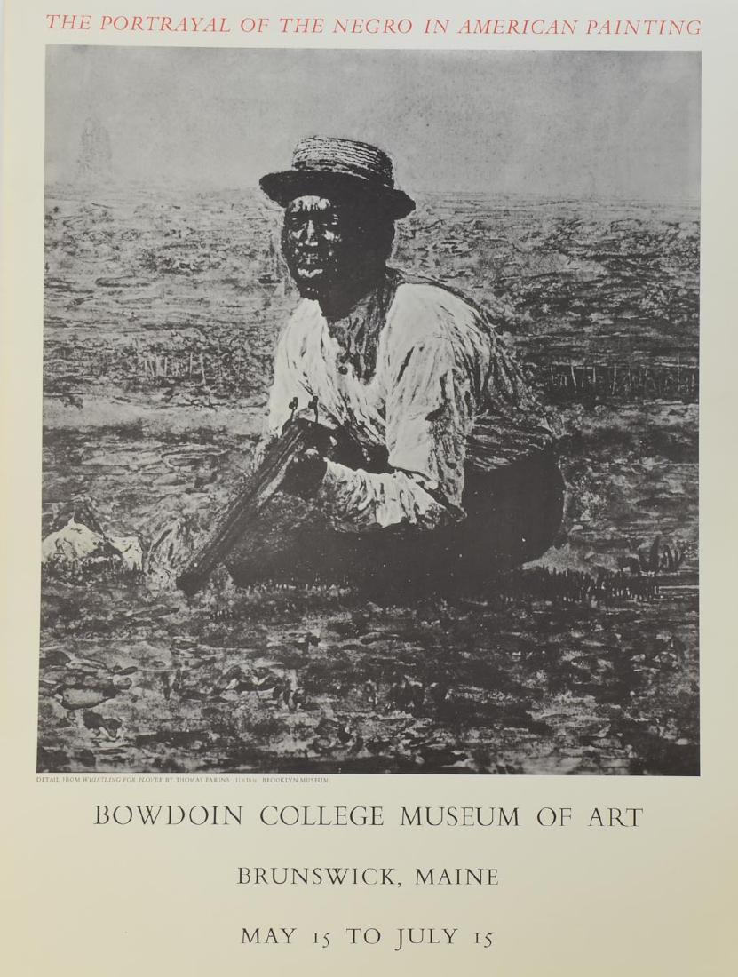 Thomas Eakins Museum Exhibition Poster: The Portrayal of the Negro in American Painting, Bowdoin College Museum of Art, Brunswick Maine featuring Detail from Whistling for Plover by Thomas Eakins. Original High quality print on heavy paper.