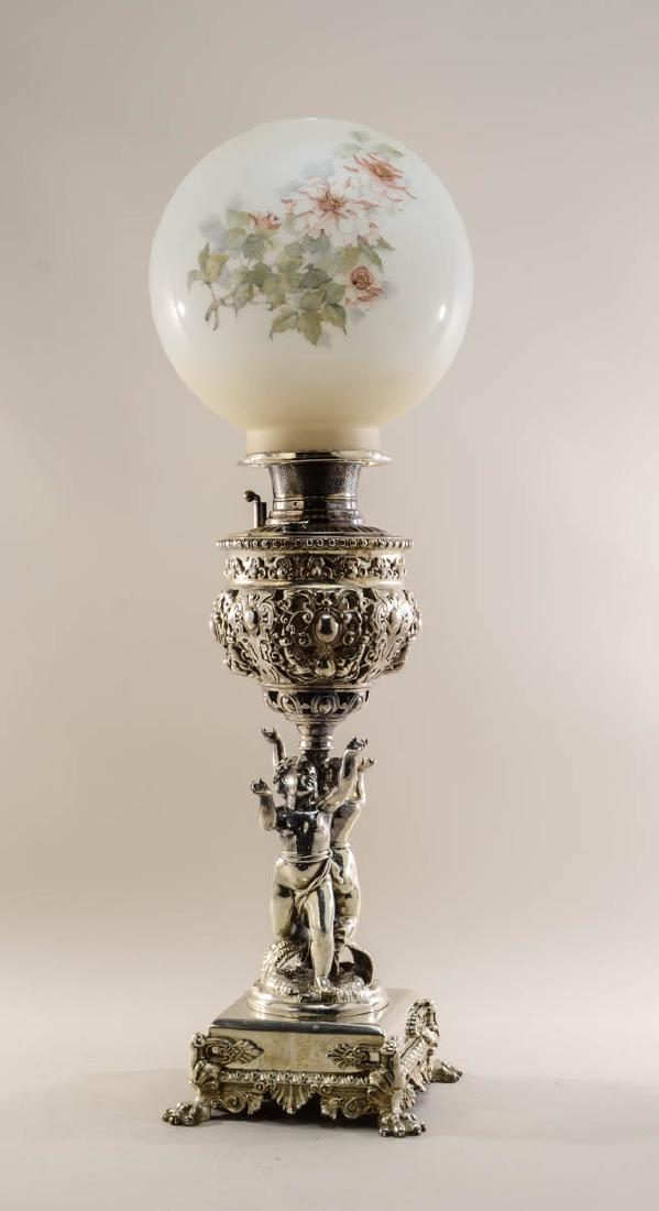 Victorian Silver Plate Banquet Lamp (1 of 5)