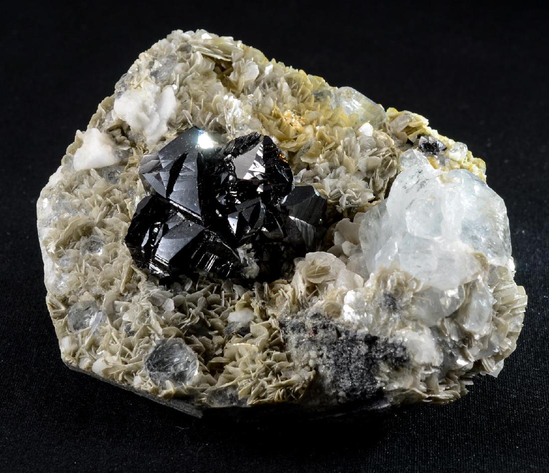 Cassiterite & Beryl: Zinyang Mine Sichuan Province China. Excellent Crystals on Matrix, 10cm x 9cm x 4.5cm. 434 grams. Keywords: Rock, Mineral, Gemstone, Gem,