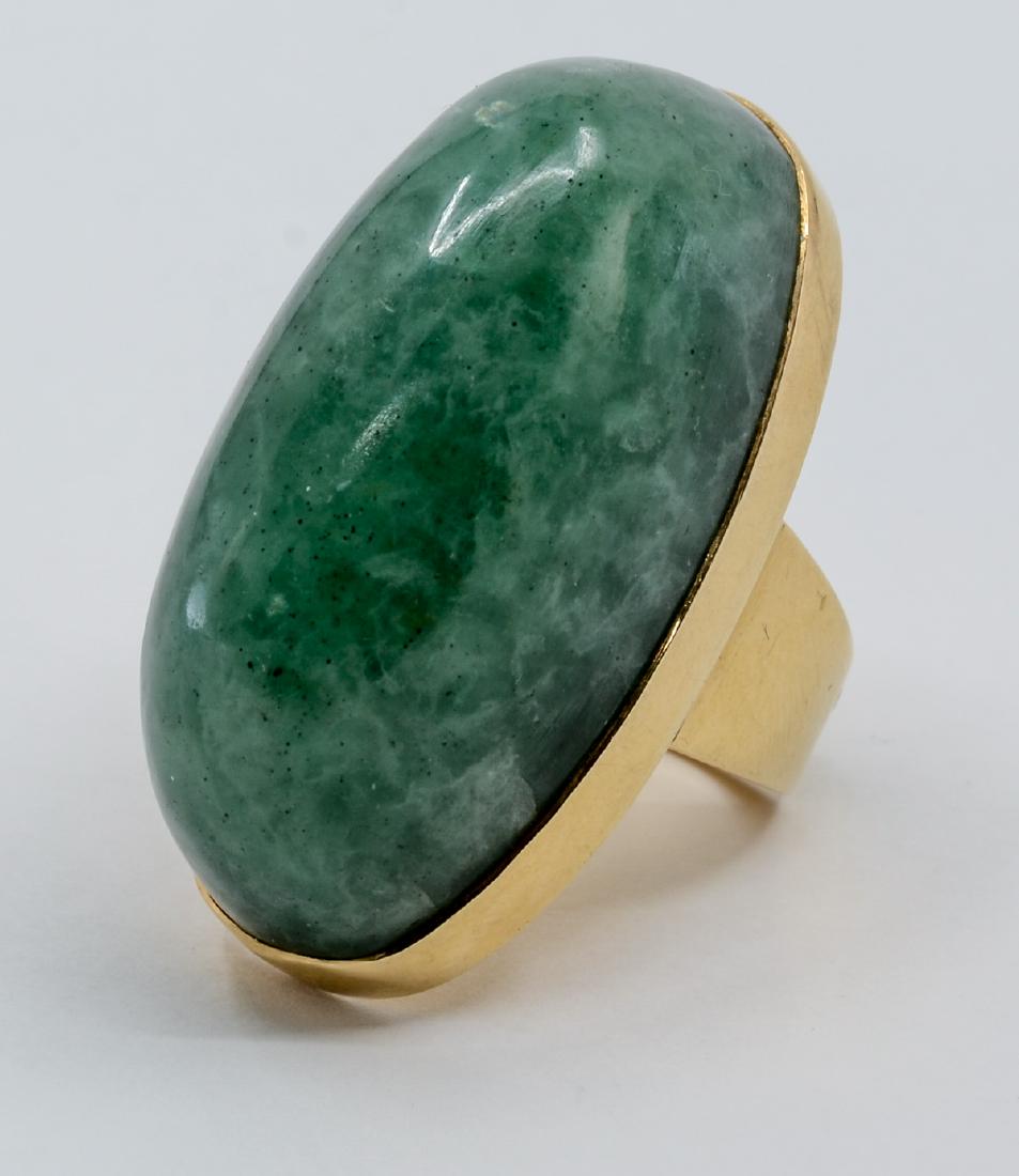 Chinese 14K large Jade Cabochon Ring (1 of 3)