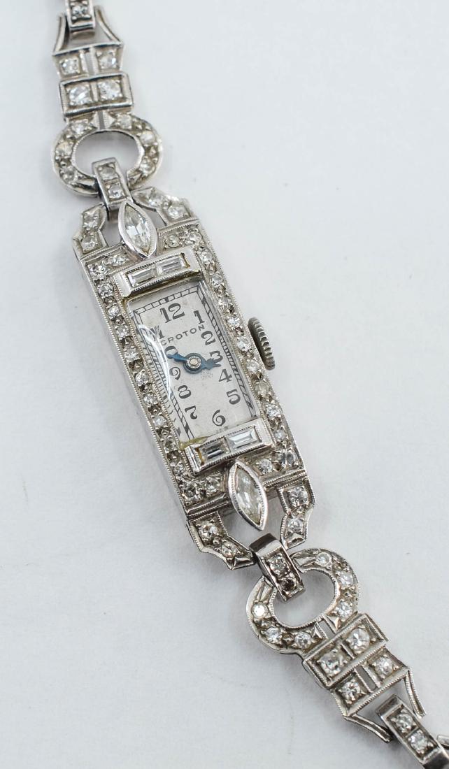 ladies Platinum Diamond Wrist Watch (1 of 4)