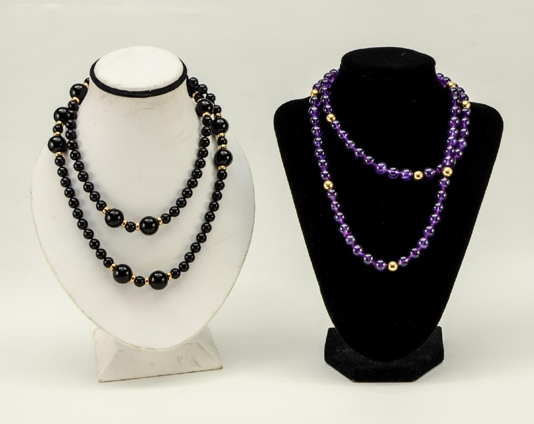 Onyx & Amethyst 14K Beaded Necklaces (1 of 3)