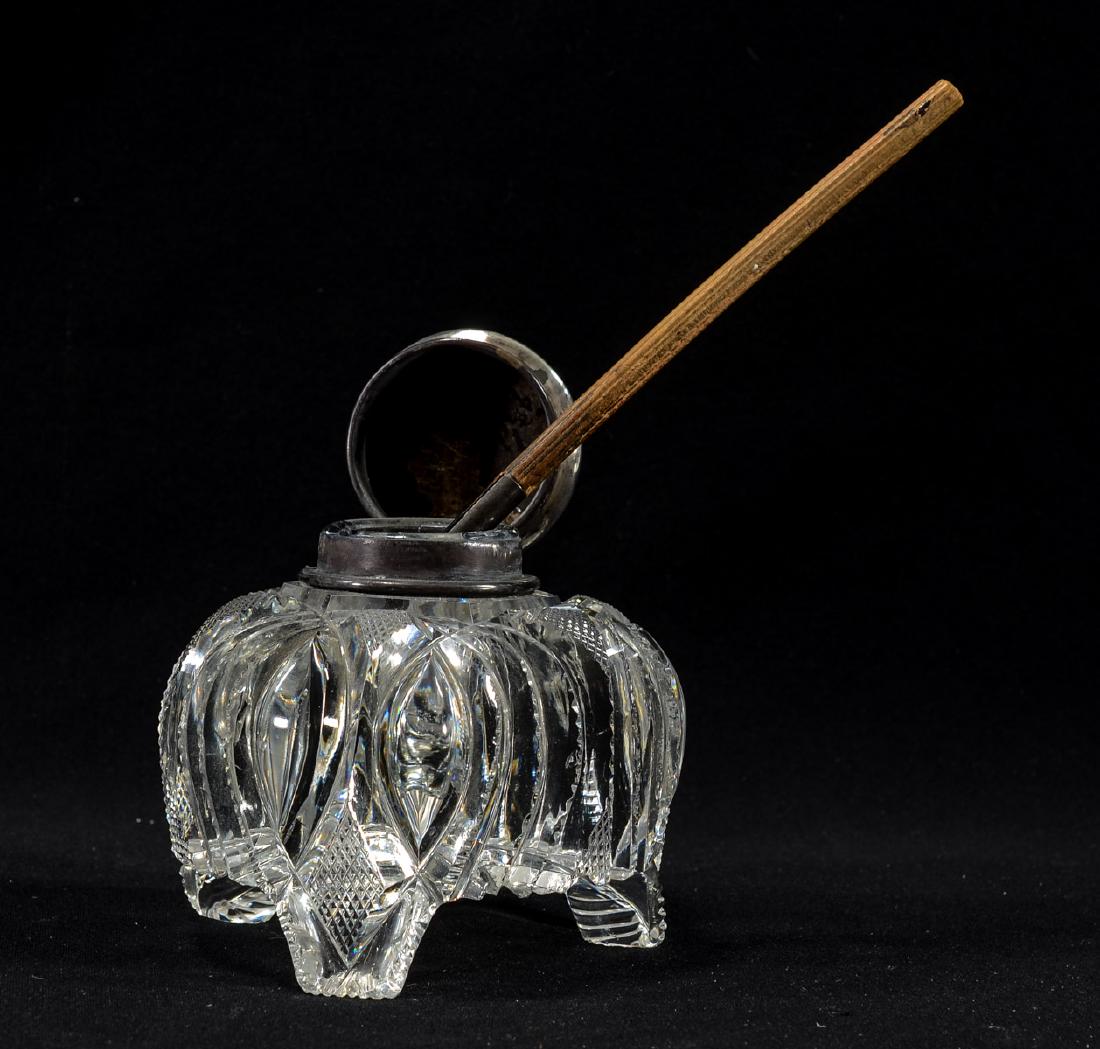Sterling Silver Cut Glass Ink Well (1 of 6)