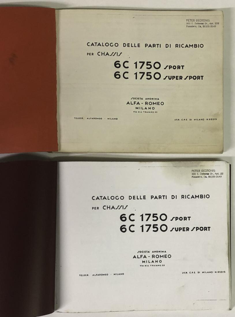 Early 1930’s Alfa Romeo 6 C-1750 parts books (1 of 3)