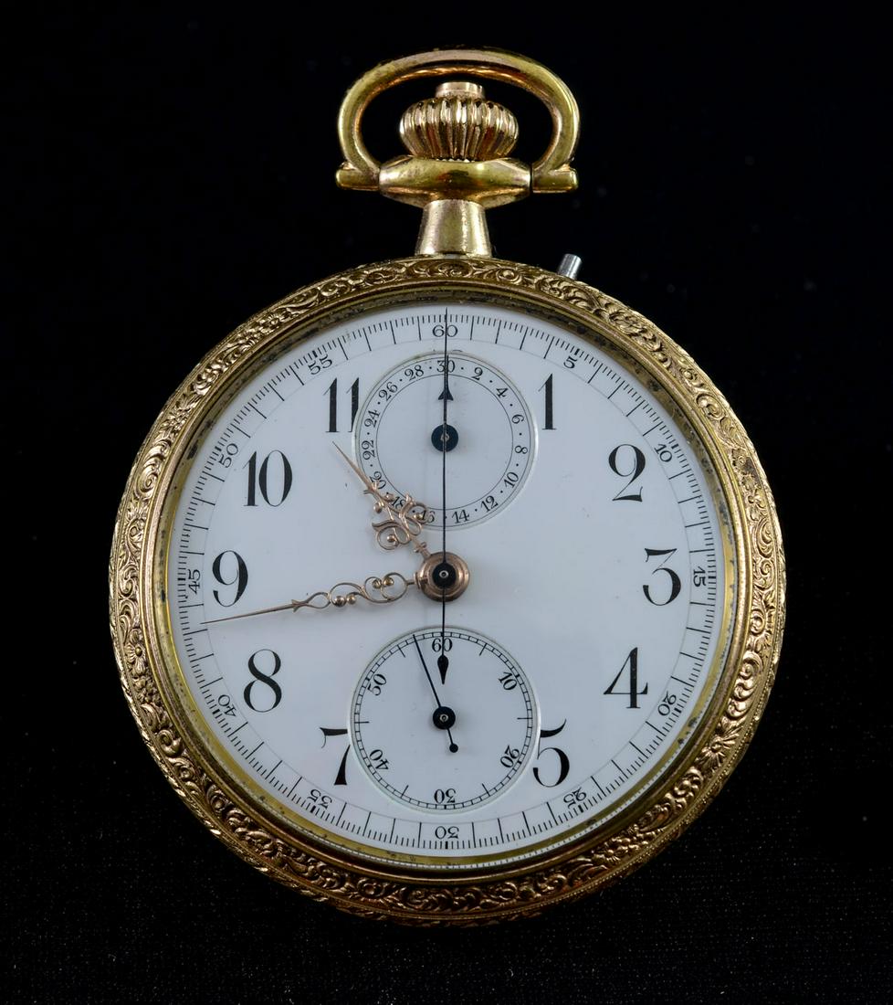 Men's Open Face Chronograph Pocket Watch (1 of 5)