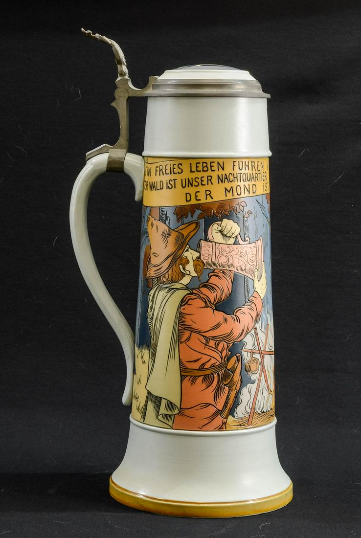 2.8L Mettlach Pottery Beer Stein #2921 (1 of 6)