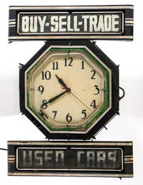 Neon Used Cars Advertising Clock Sign