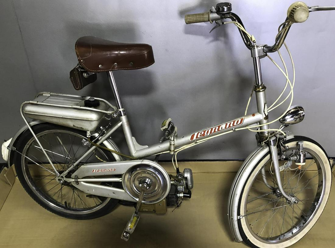 Legnano motorbike - vin 291 - Garelli Baby engine: Legnano motorbike - vin 291 - Garelli Baby Mosquito engine 35 CC, mids 1960’s Auotcamping, folding frame, great original graphics and paint, running condition, sold on a bill of sale