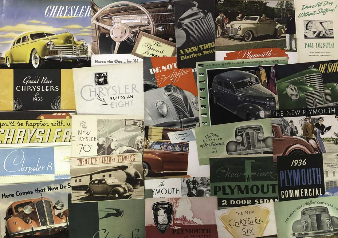 1930’s-1942 Chrysler, DeSoto, Plymouth brochures (1 of 2)