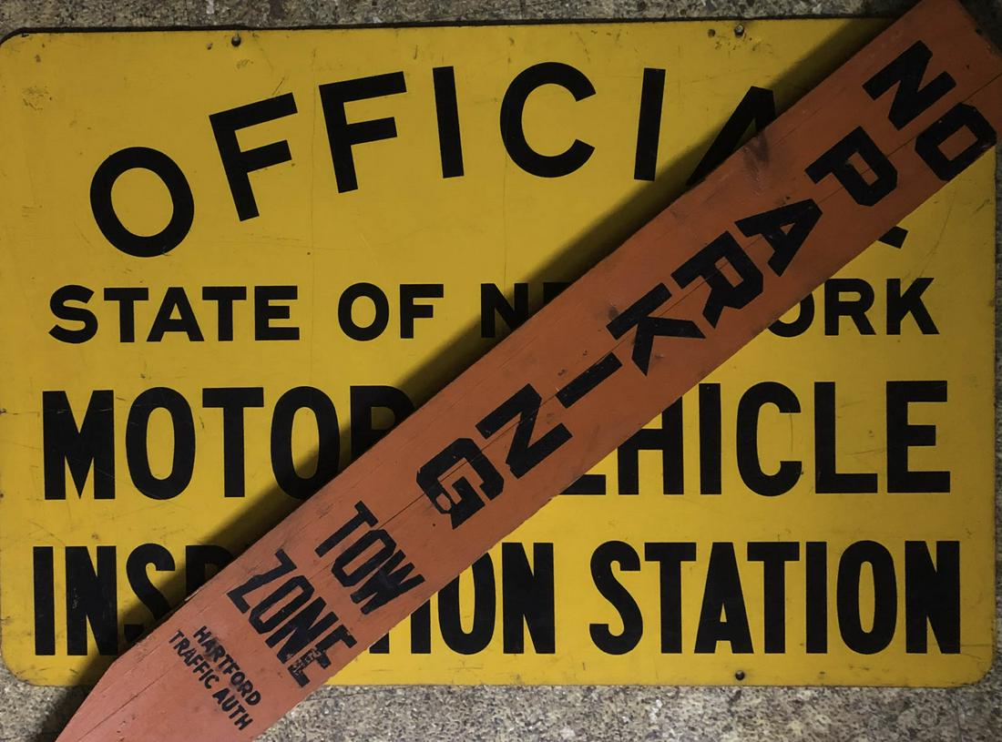 Two signs - NY State Inspection, Hartford Parking (1 of 2)