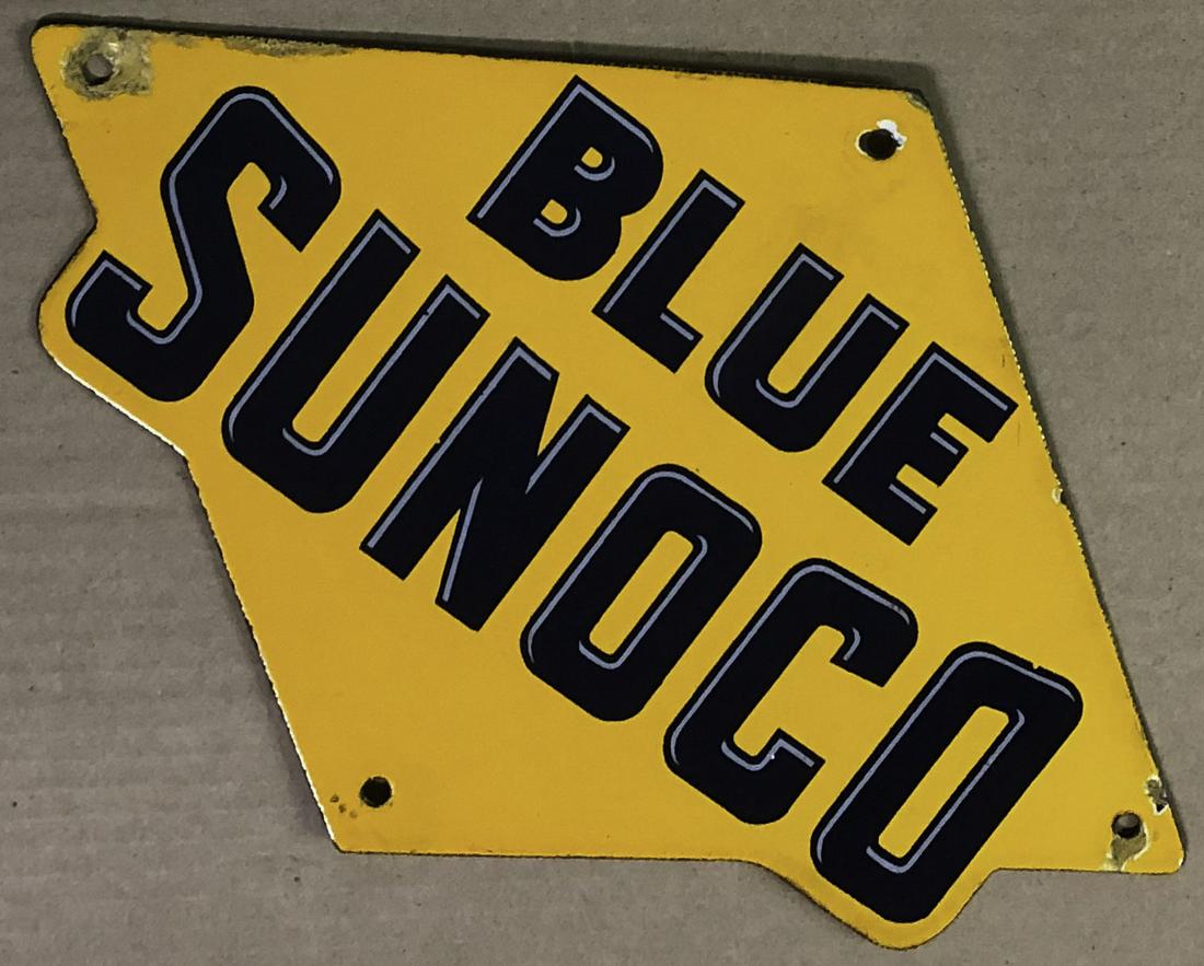 Blue Sunoco porcelain gas pump sign (1 of 1)