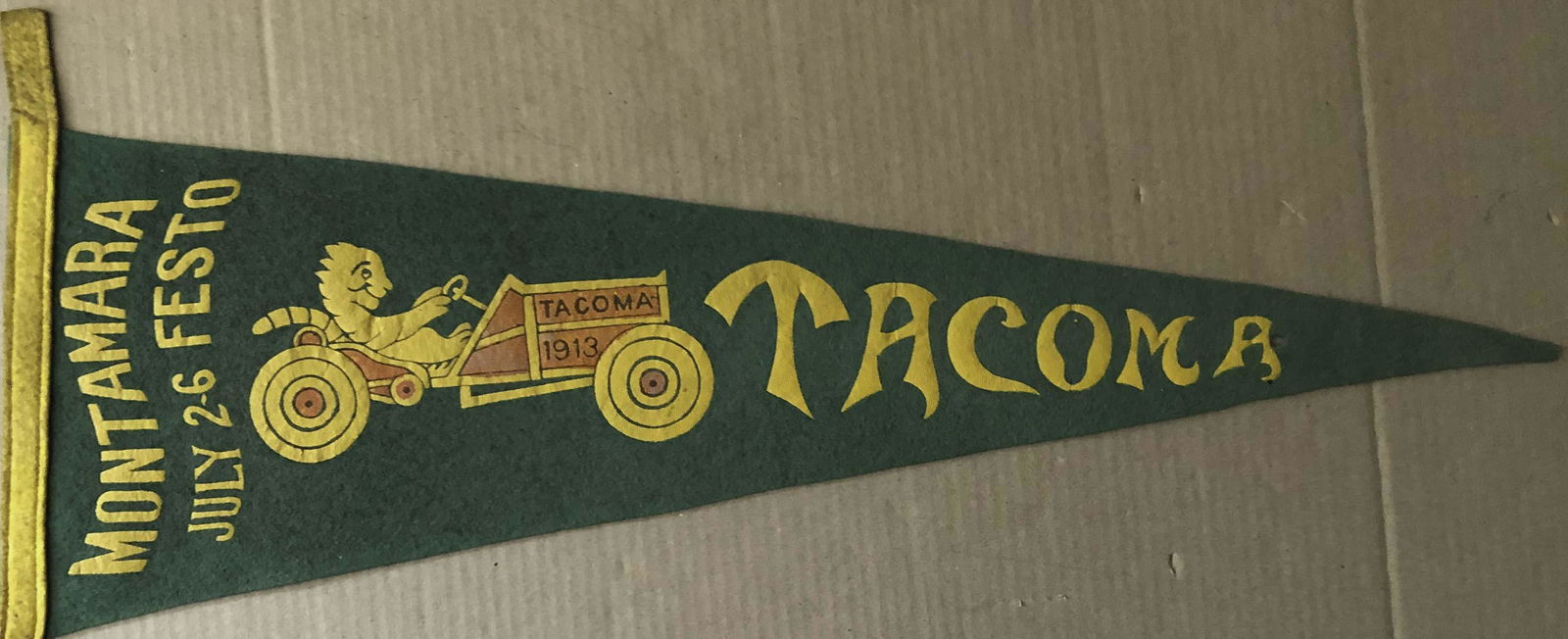 1913 Tacoma Montamara Festa Race green felt pennan (1 of 1)