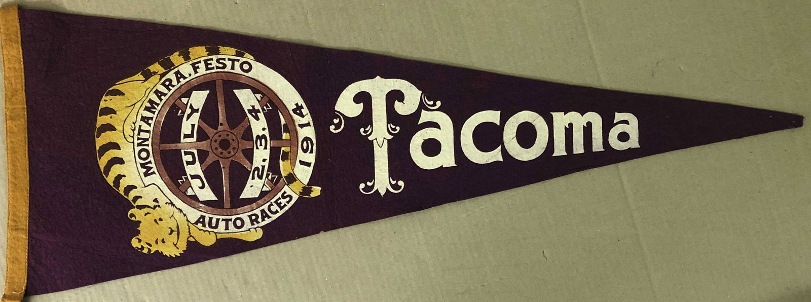 1914 Montamara Festa Auto Race violet felt pennant (1 of 1)