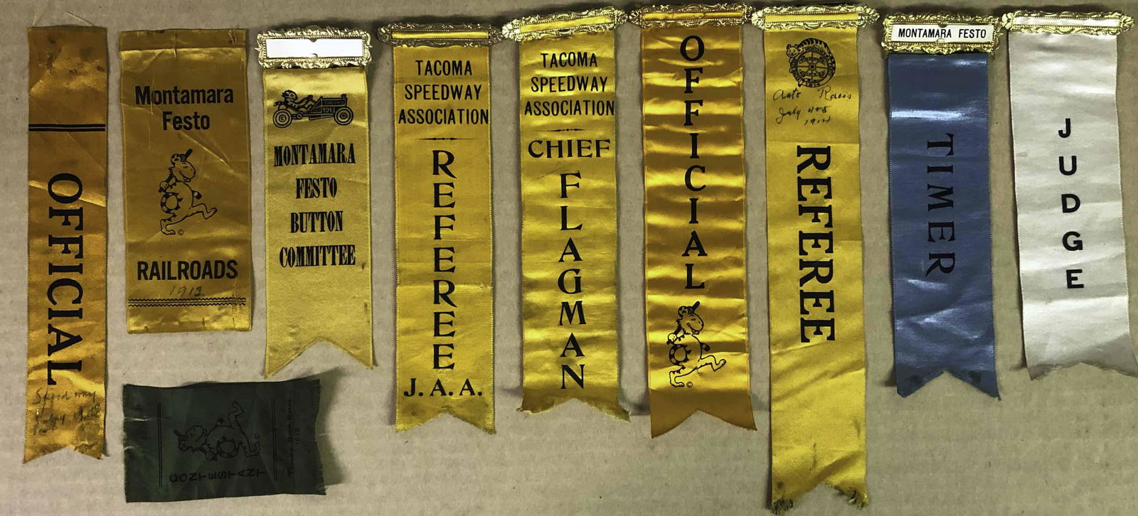 Ten 1912-1917 Tacoma Race related ribbons (1 of 3)