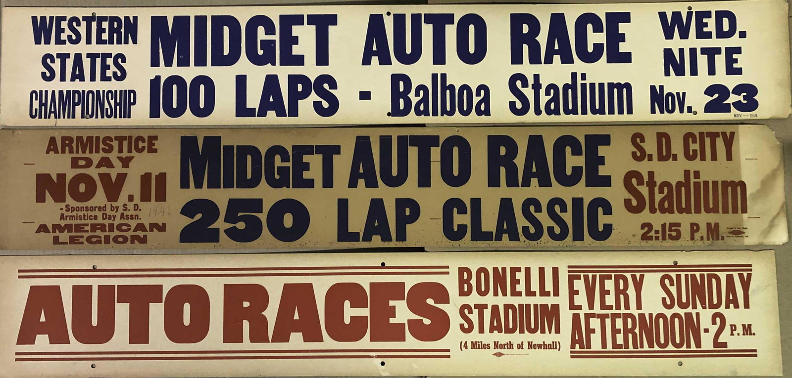 Three horiz banner format race posters - 1949-1950 (1 of 1)