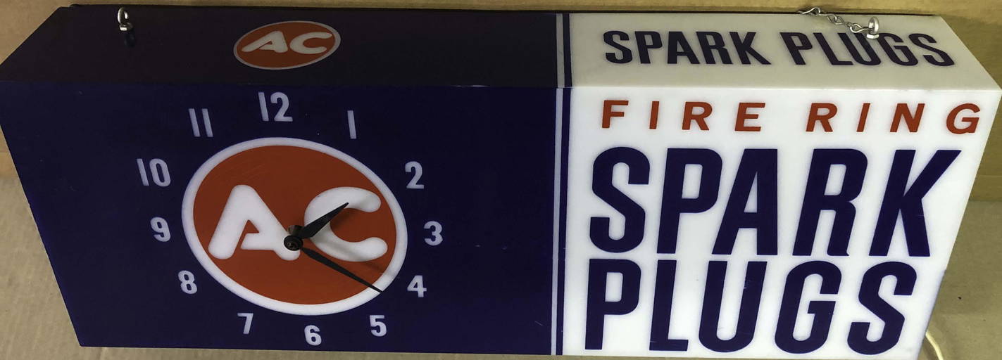 AC Spark Plug illuminated clock double sided Jun 27, 2020 Nest Egg Auctions in CT
