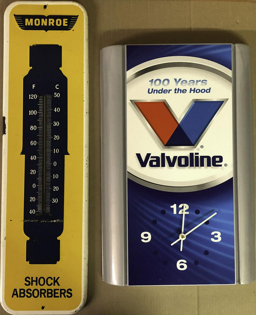 Monroe thermometer and Valvoline clock (1 of 1)