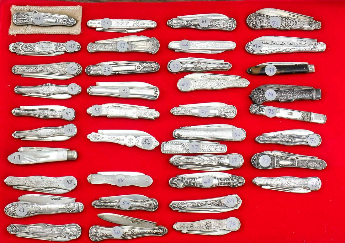Collection of 78 Silver Folding Fruit Knives (1 of 7)