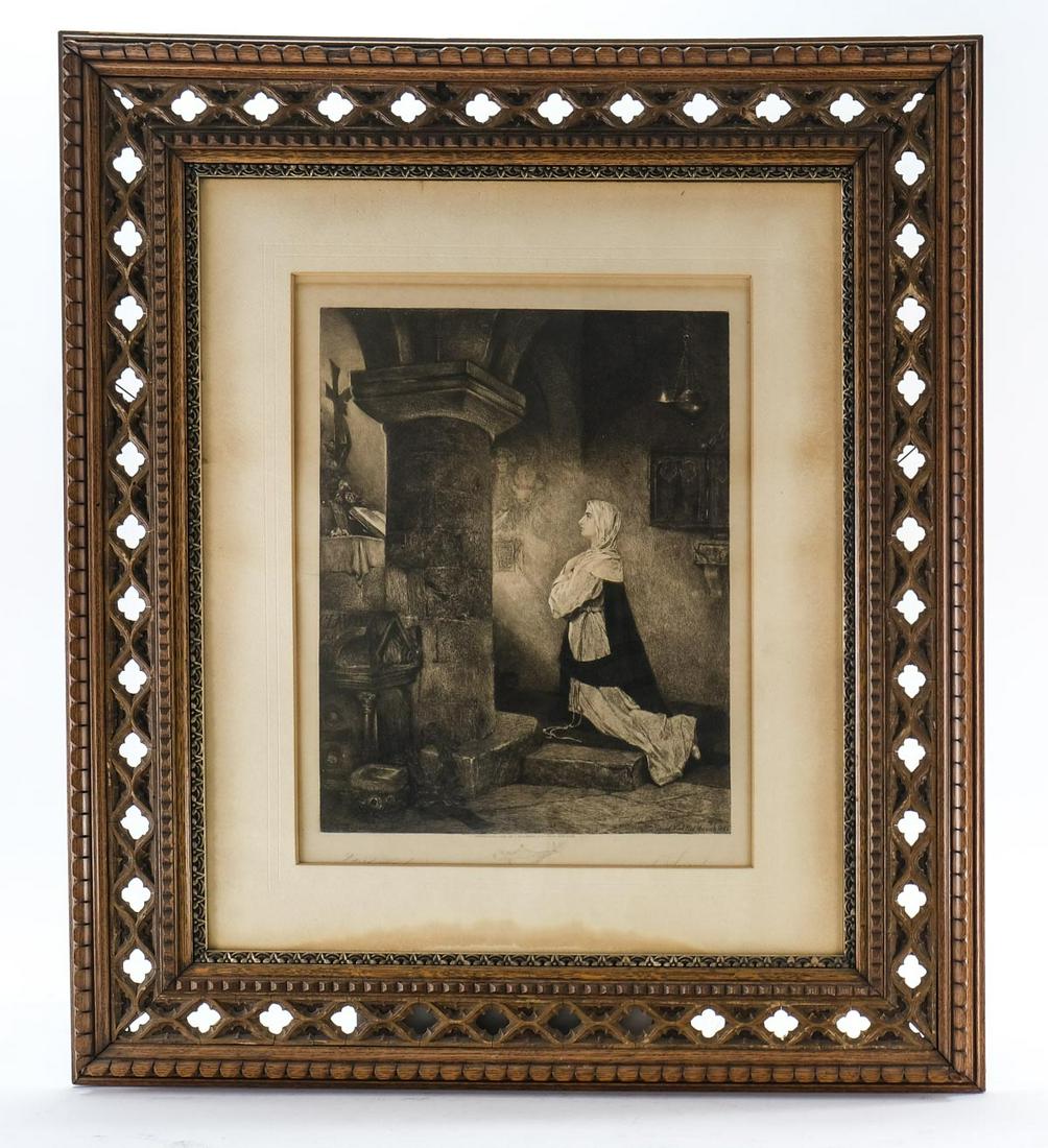 David Neal Engraving in Carved Oak Frame (1 of 4)