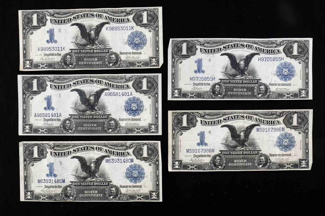 Five $1 Black Eagle Silver Certificate Notes (1 of 3)
