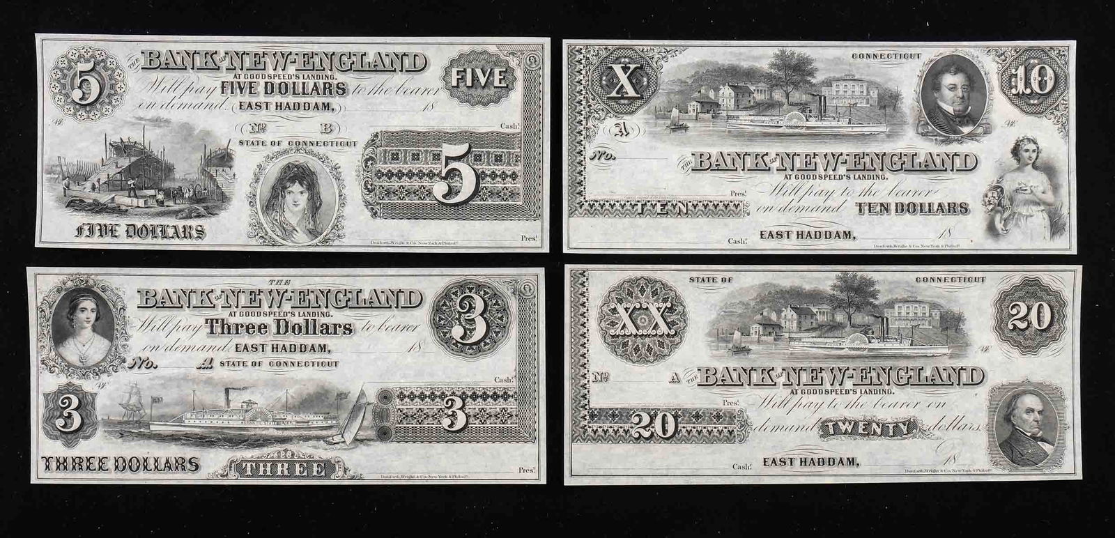 Obsolete Bank Notes: Bank of New England Set (1 of 3)