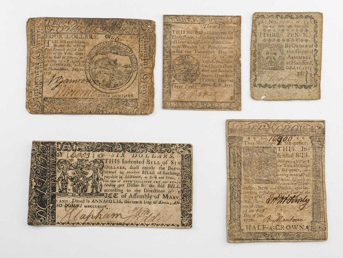 Continental and colonial Currency: Mixed group (1 of 7)