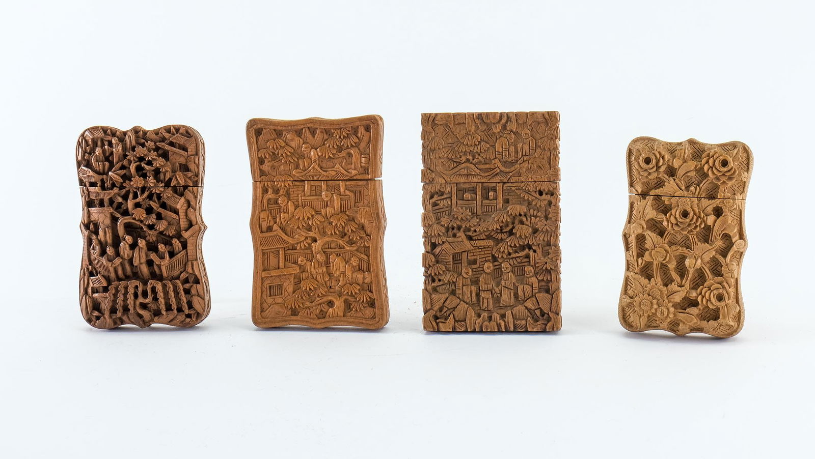 Four Chinese Carved Calling Card Cases (1 of 6)