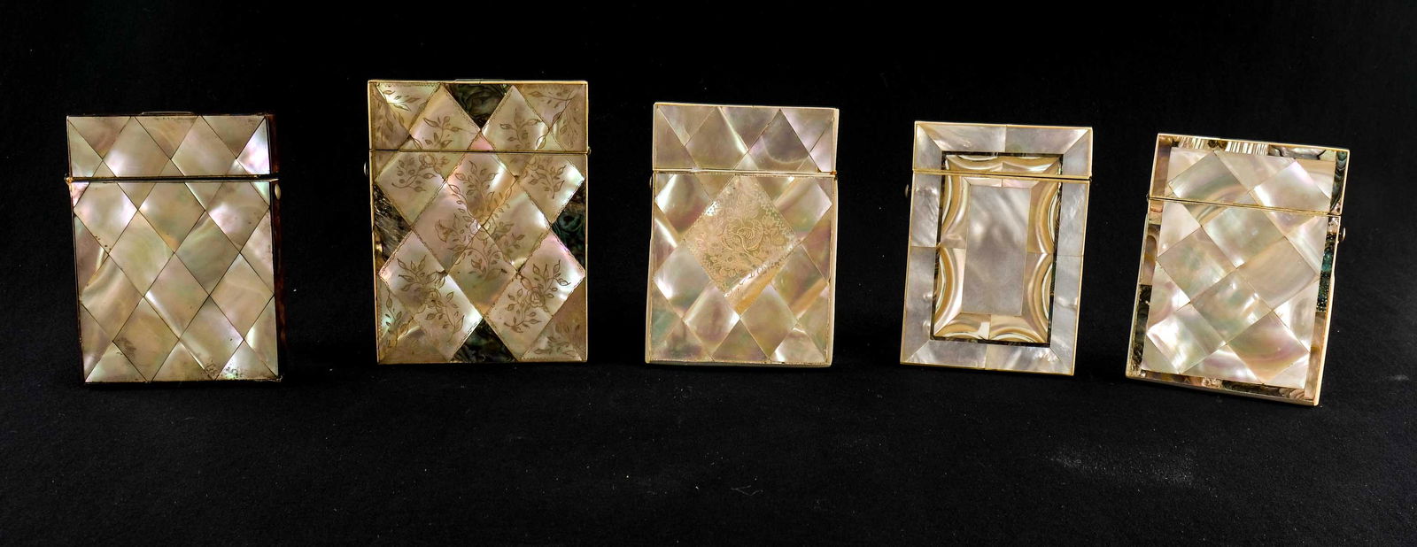 Five Antique Mother of Pearl Card Cases (1 of 5)