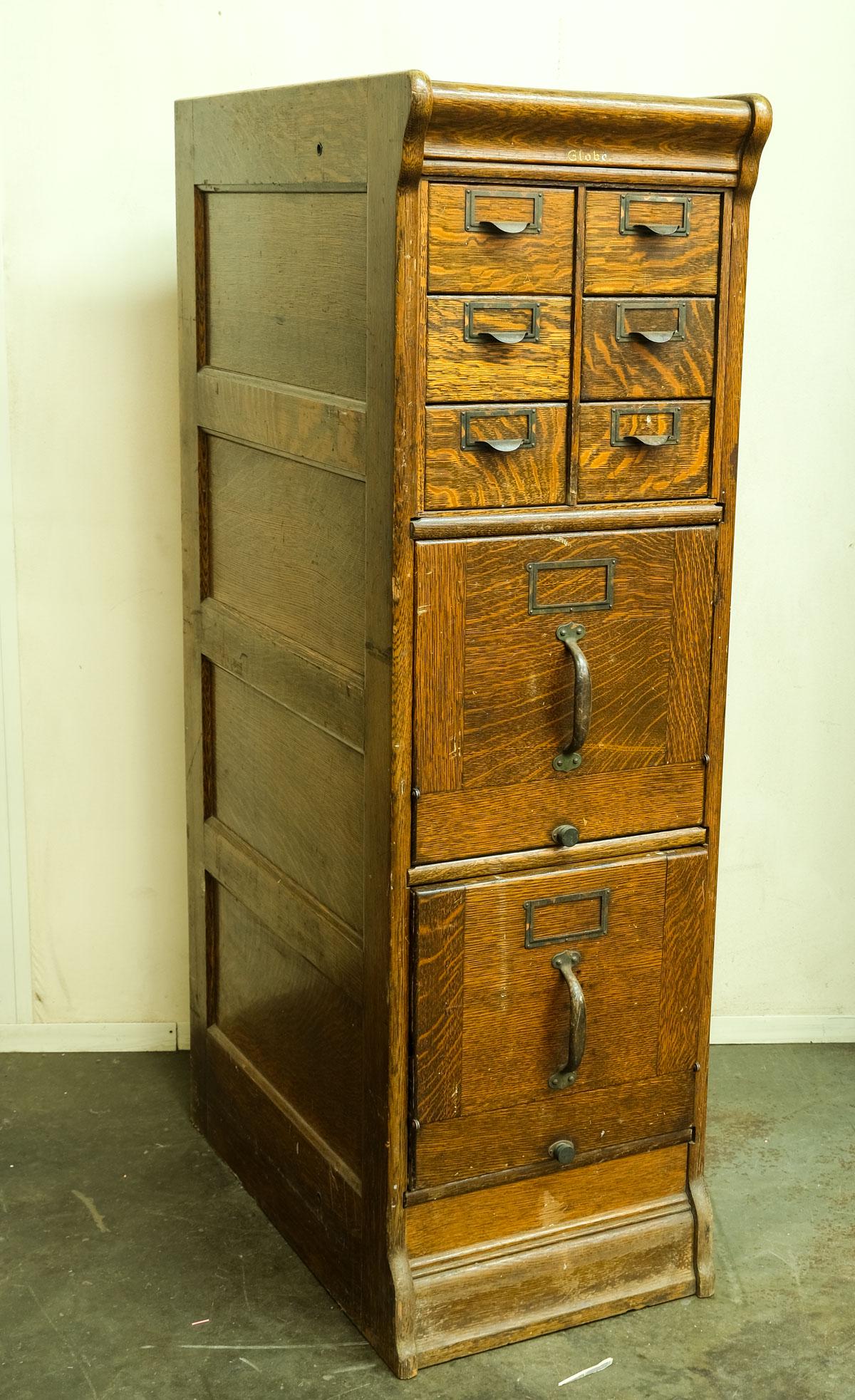 Globe Oak File Cabinet (1 of 4)