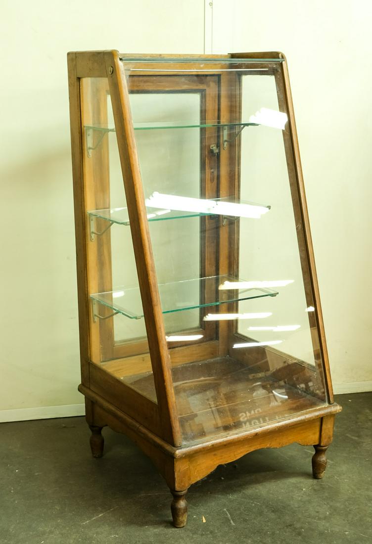 Antique Slant Front Glass Display Case (1 of 3)