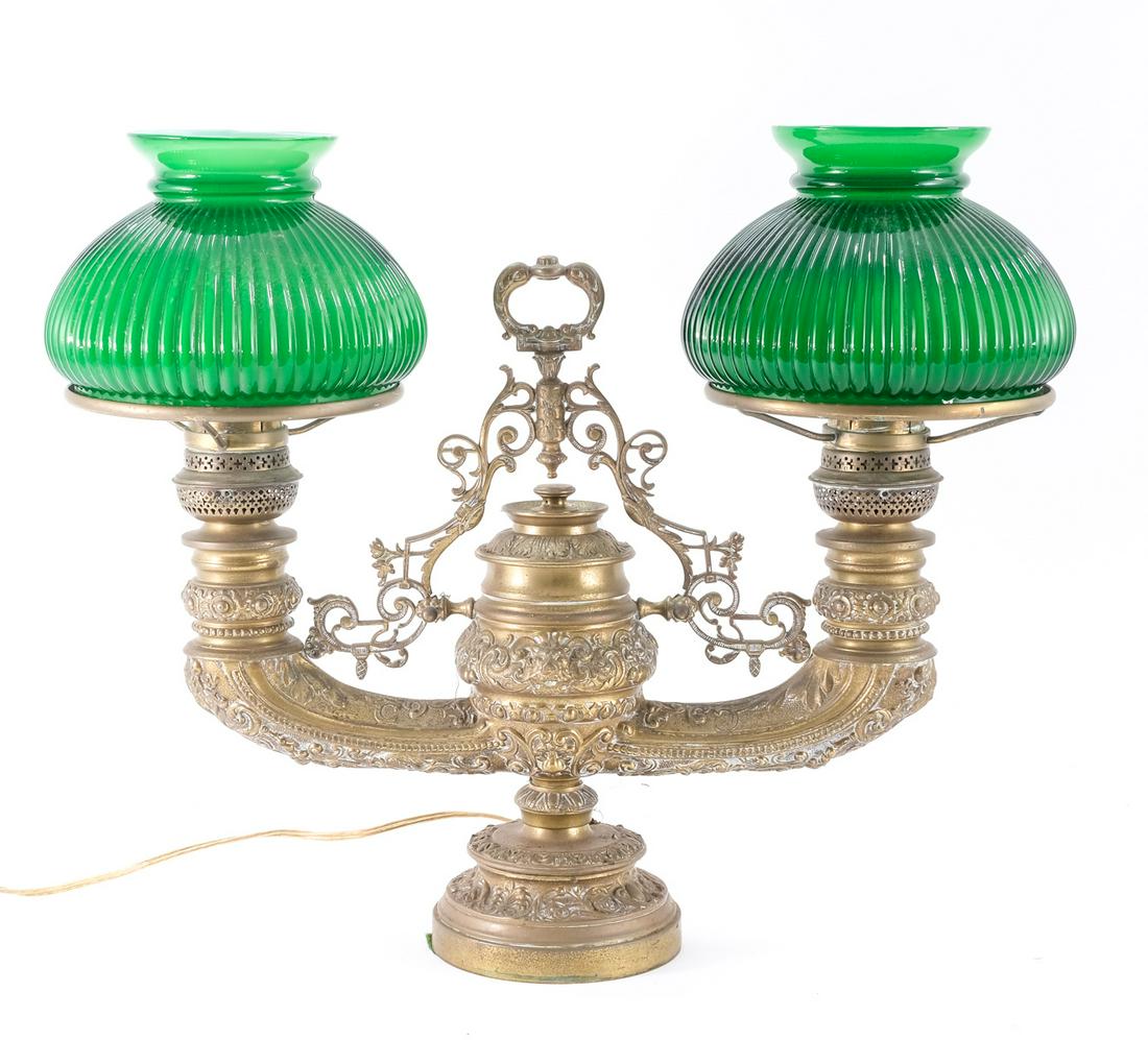 Heavy Brass Double Student Lamp (1 of 5)