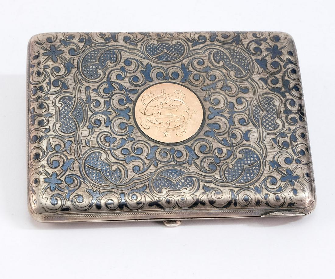 Russian Silver Gold & Niello Cigarette Case (1 of 4)