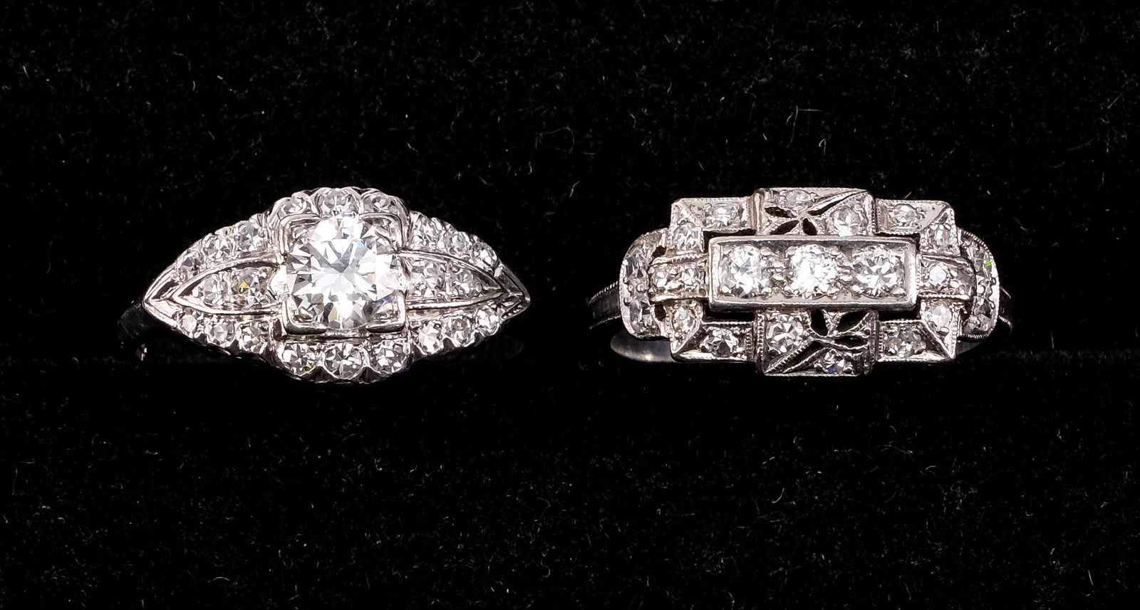 Two Estate Platinum & Diamond Rings (1 of 4)