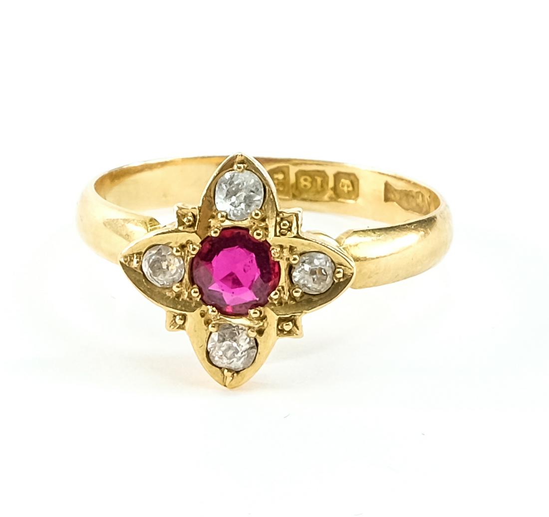 English 18K Ruby and Diamond Ring (1 of 3)
