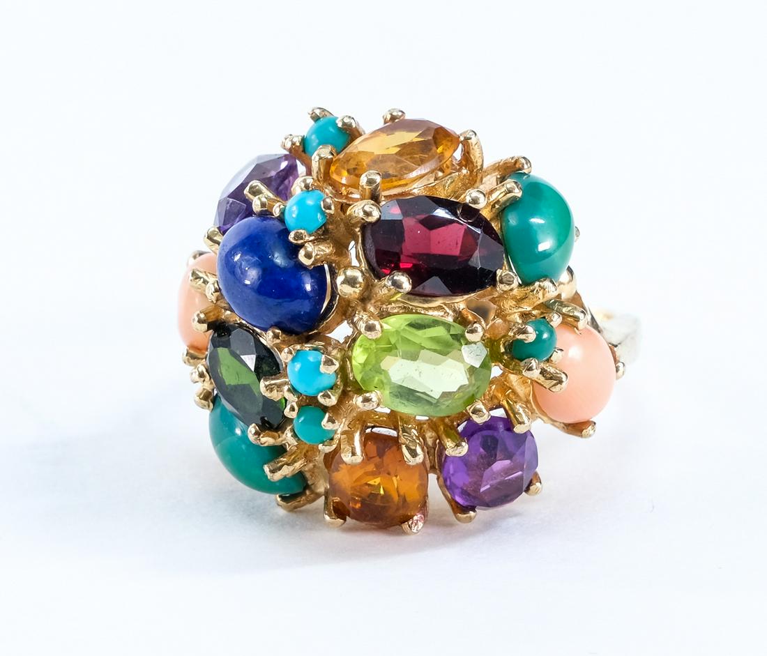 Ladies 14k Multi Gemstone Cocktail Ring (1 of 4)