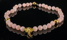 18K Gold and Rose Quartz Elephant Necklace