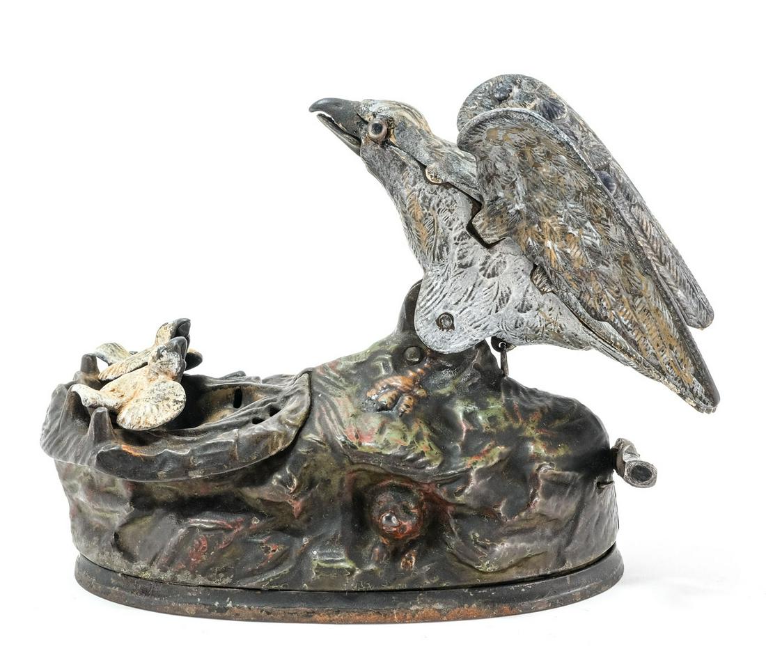 J.E. Stevens Eagle & Eaglets Mechanical Bank (1 of 6)