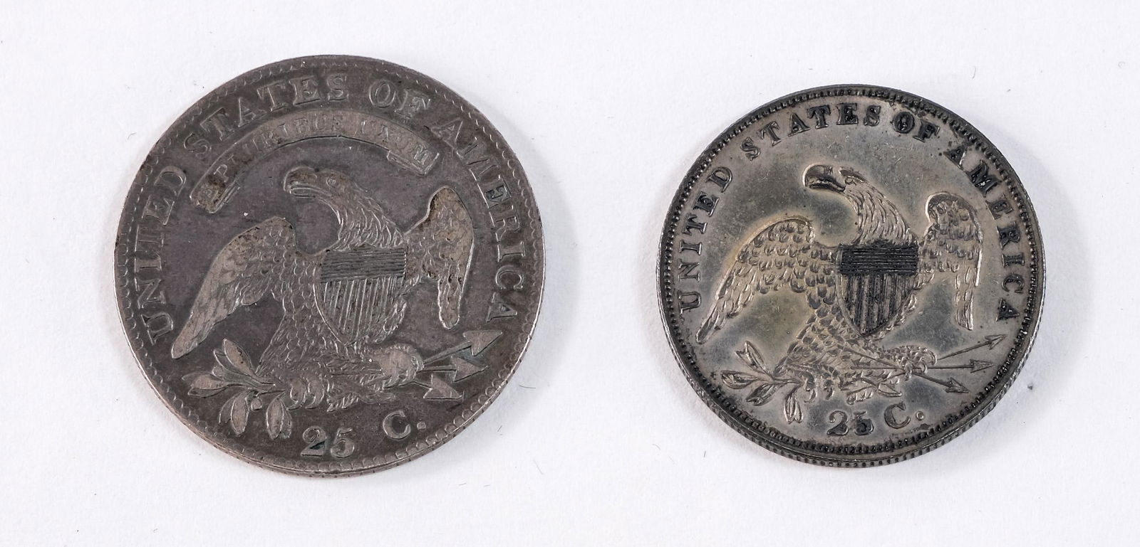 Two Early US Silver Quarters 1820 & 1836 (1 of 4)