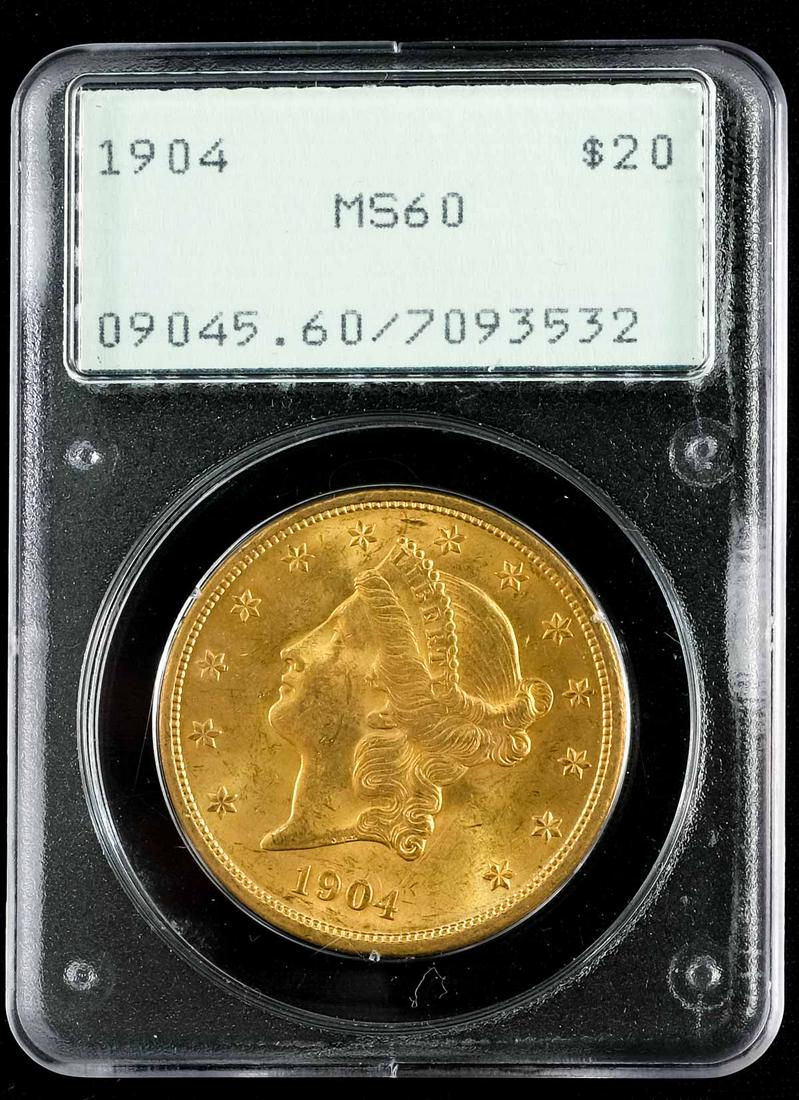 1904 $20 Liberty Head Gold PCGS MS60 (1 of 4)