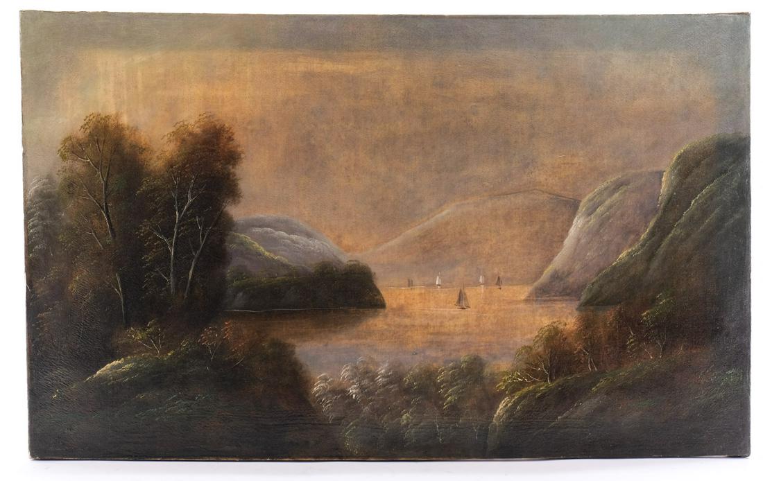 Hudson River Style Oil On Canvas Landscape (1 of 5)