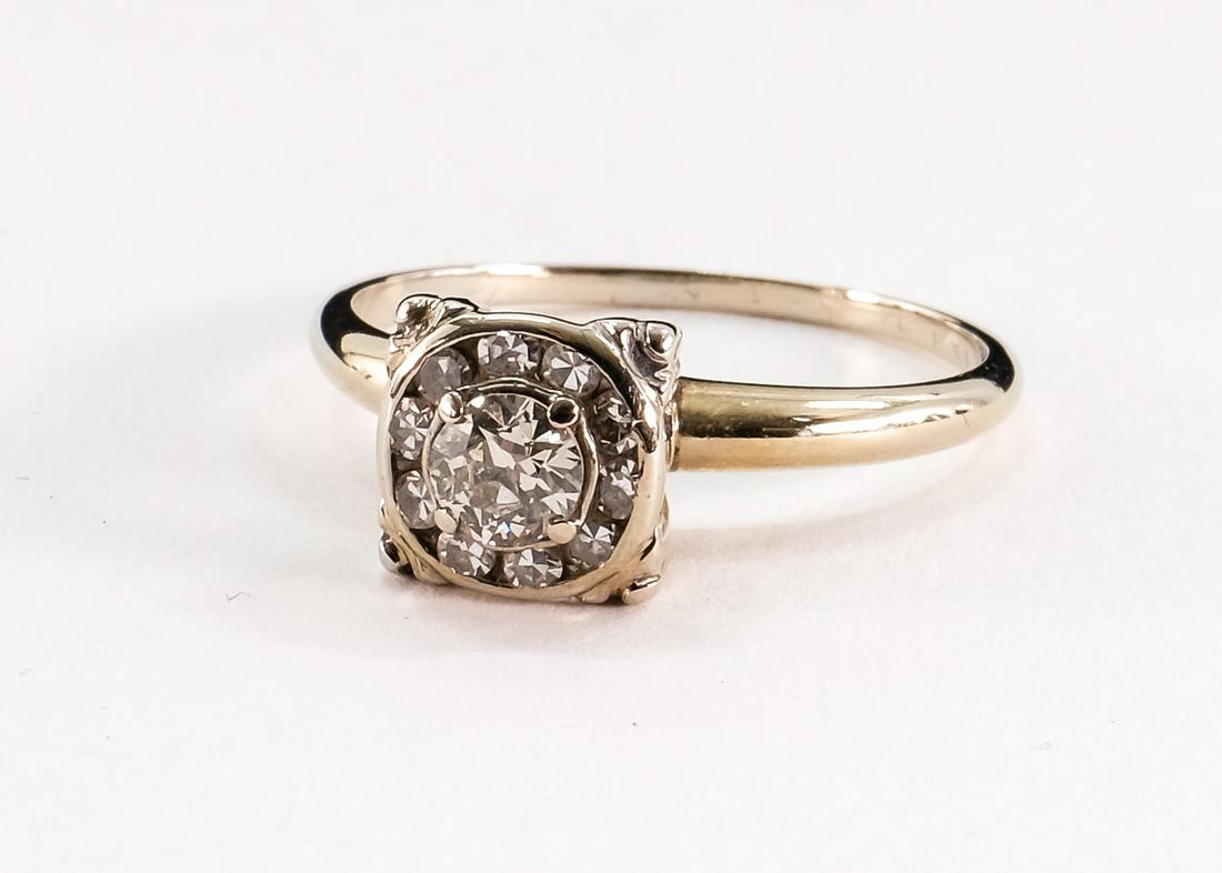 Ladies 14K Art Deco Diamond Ring (1 of 6)