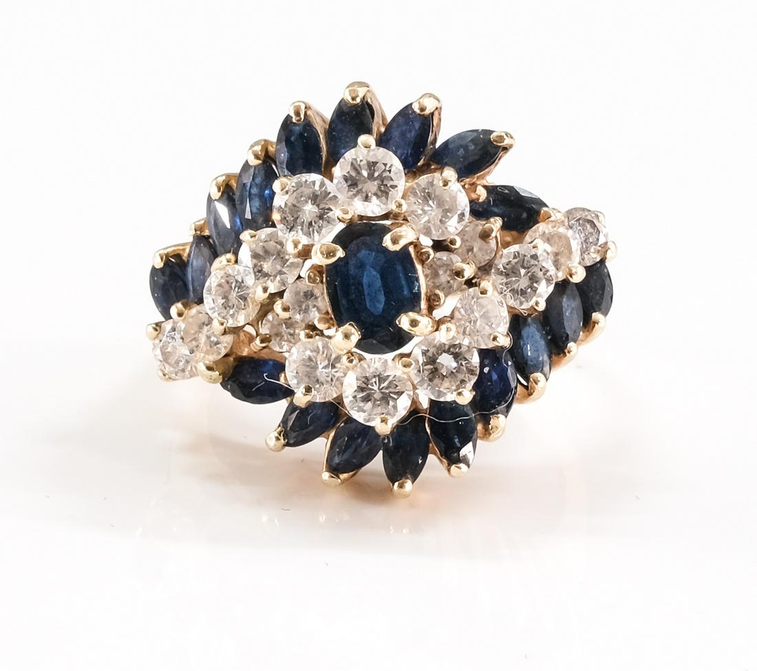 Ladies 14K Diamond & Sapphire Cocktail Ring (1 of 4)