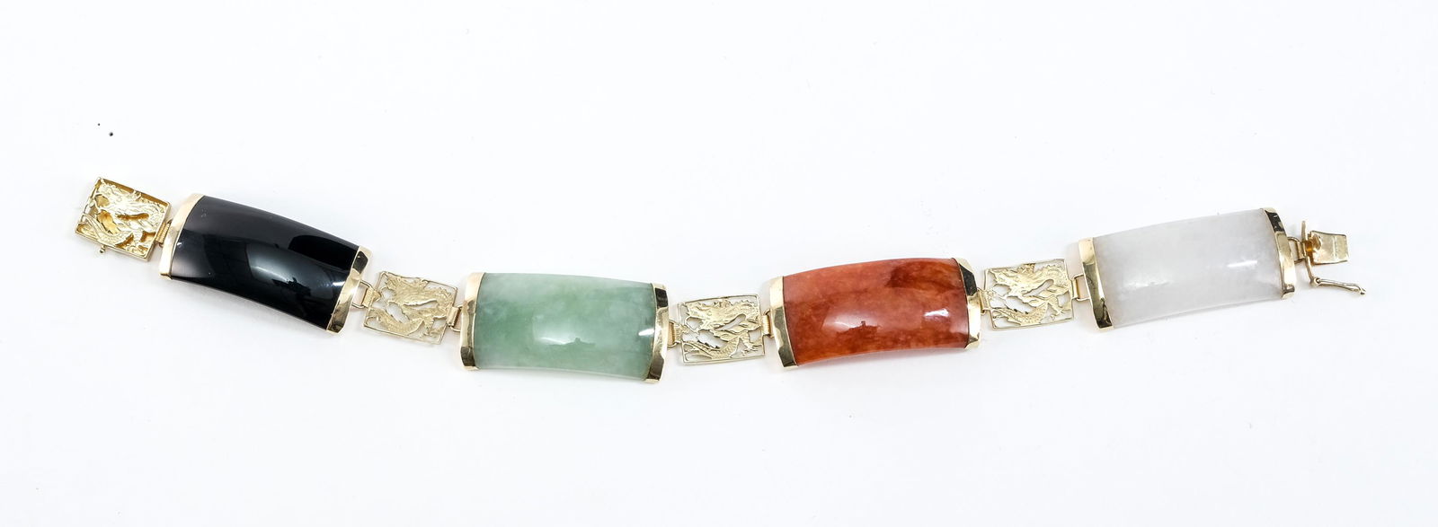 Chinese 14K Hardstone Dragon Bracelet (1 of 4)