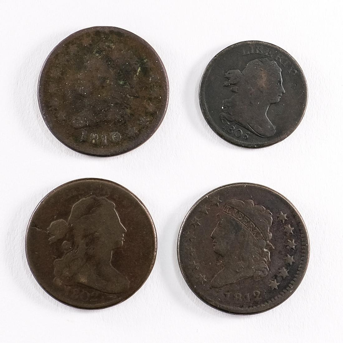 Four Early US Copper Large and Half Cents (1 of 4)