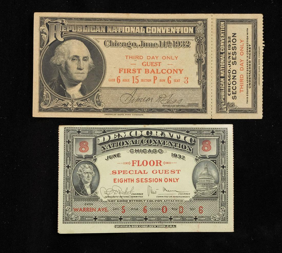 1932 RNC & DNC National Convention Tickets (1 of 6)