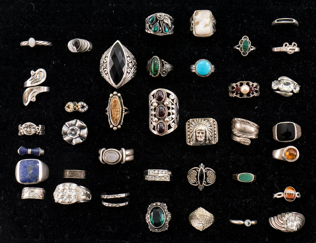 Group of 37 Sterling Silver Rings (1 of 3)