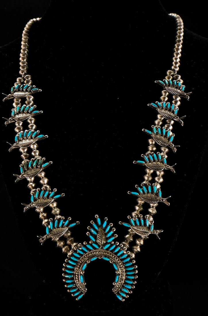 Navajo Silver Squash Blossom Necklace (1 of 6)